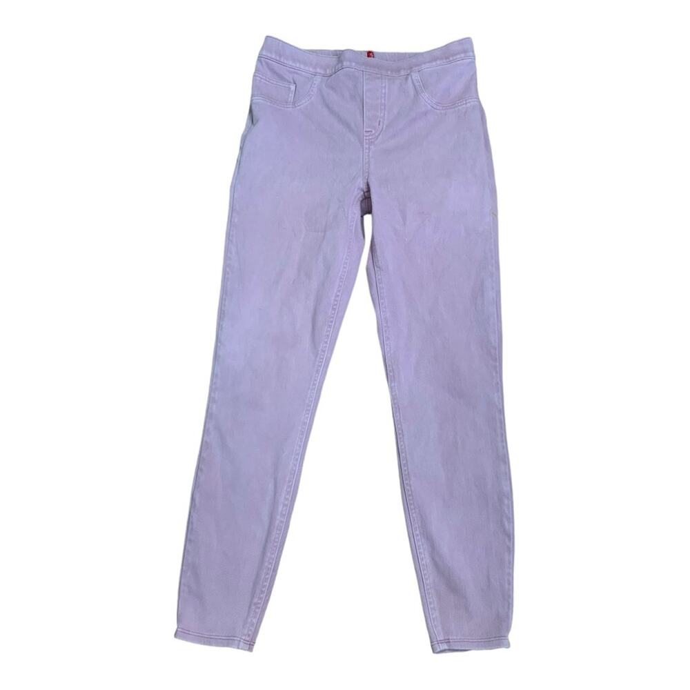 Spanx women's large jeanish pull on pants mauve pink flaw stretch slim leggings